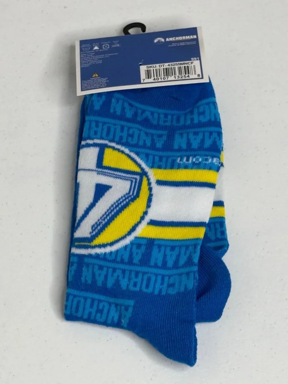 Anchorman Ron Burgundy Crew Socks Mens Size 6-12 NWT